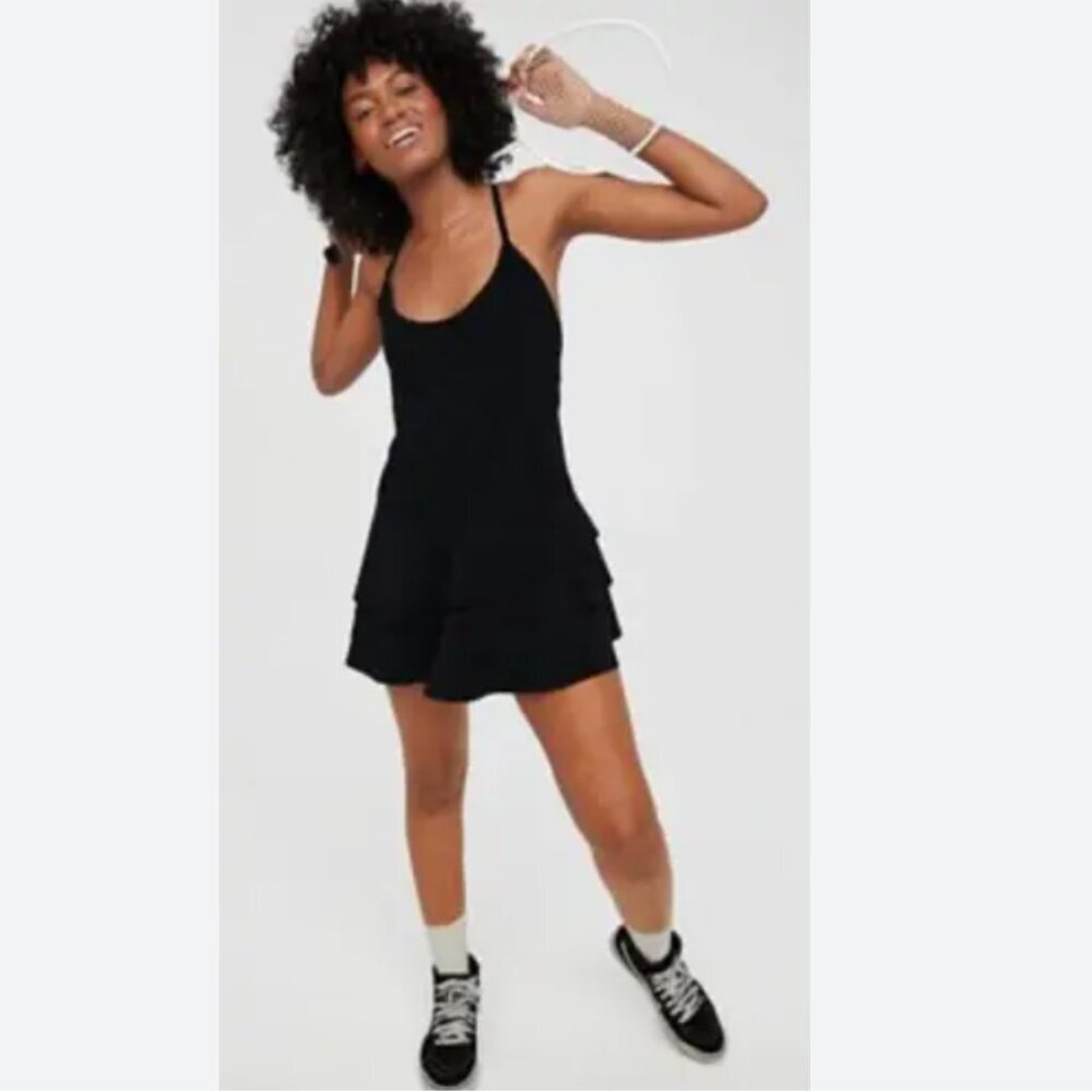 OFFLINE Aerie Real Me Maggie Tennis Dress Tiered Ruffle Bottom w Built-in shorts - Picture 2 of 6